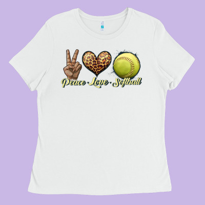 Peace Love Softball Ladies Tee Designed By Jahusdesignshop