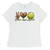 White peace love softball Ladies Tee - JahusDesignShop