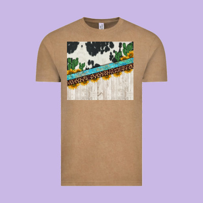 Cowhide Sunflowers Cactus Vintage Tee Designed By Jasminsmagicworld