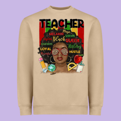 Black Woman Teacher Heavyweight Sweatshirt Designed By Maliassmallbusiness