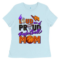 Baby Blue loud and proud basketball mom Ladies Tee - Zillion Design Studio