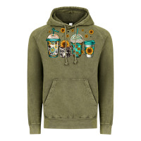 Vintage Olive sunflowers coffee cups Vintage Hoodie - Jasminsmagicworld