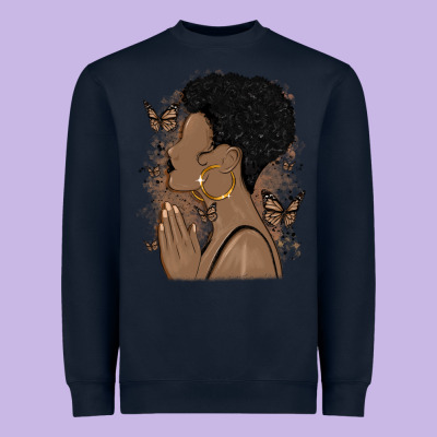 Black Woman Praying Heavyweight Sweatshirt Designed By Maliassmallbusiness