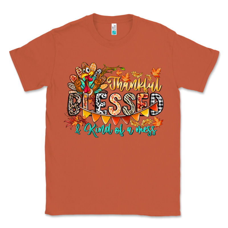 Thankful Blessed Kind Of Mess Classic Tee by CowhideDigitalArt | Teevron