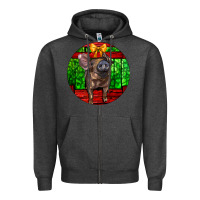Charcoal Heather christmas pig Zipper Hoodie - LillyAllenDesigns