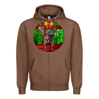Chestnut christmas pig Zipper Hoodie - LillyAllenDesigns
