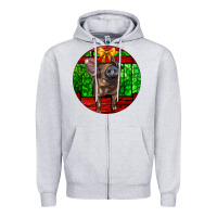 Heather Grey christmas pig Zipper Hoodie - LillyAllenDesigns