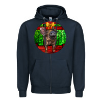 Navy christmas pig Zipper Hoodie - LillyAllenDesigns