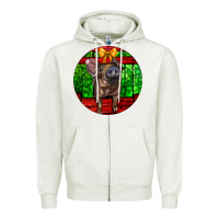 Oatmeal Heather christmas pig Zipper Hoodie - LillyAllenDesigns