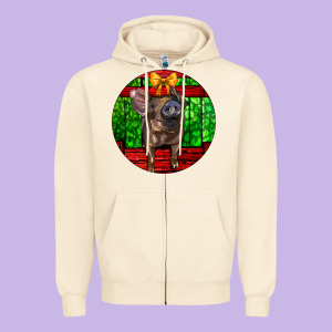Christmas Pig Zipper Hoodie Designed By Lillyallendesigns