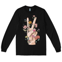 Black hand peace sign Long Sleeve Tee - MaliasSmallBusiness