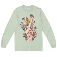 Matcha hand peace sign Long Sleeve Tee - MaliasSmallBusiness