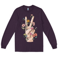 Plum hand peace sign Long Sleeve Tee - MaliasSmallBusiness
