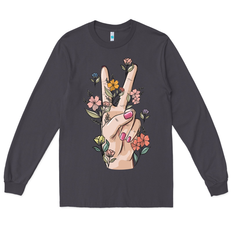 Hand Peace Sign Long Sleeve Tee by MaliasSmallBusiness | Teevron