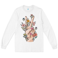 White hand peace sign Long Sleeve Tee - MaliasSmallBusiness