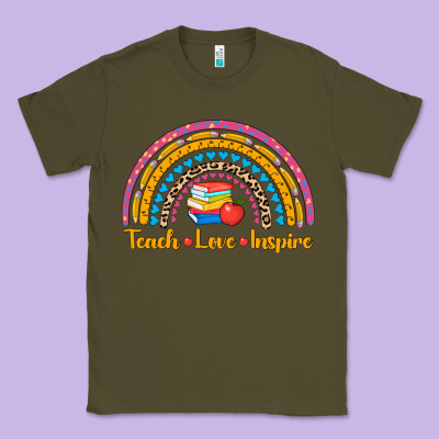 Back To School Rainbow Teach Love Inspire Classic Tee Designed By Adodesignshop