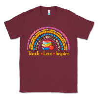 Burgundy back to school rainbow teach love inspire Classic Tee - AdoDesignShop