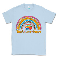 Dusty Blue back to school rainbow teach love inspire Classic Tee - AdoDesignShop