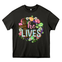 Asphalt He lives Easter with flowers Heavy Core Tee - Neo Western