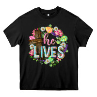 Black He lives Easter with flowers Heavy Core Tee - Neo Western