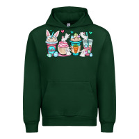 Forest Green Easter bunnies coffee cups Urban Hoodie - OliviaCreatesArt