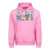 Fuchsia Pink Easter bunnies coffee cups Urban Hoodie - OliviaCreatesArt