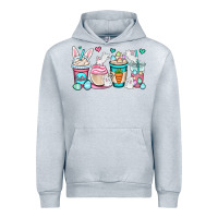 Heather Grey Easter bunnies coffee cups Urban Hoodie - OliviaCreatesArt