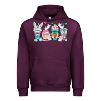 Mauve Wine Easter bunnies coffee cups Urban Hoodie - OliviaCreatesArt