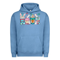 Pigment Pebble Blue Easter bunnies coffee cups Urban Hoodie - OliviaCreatesArt