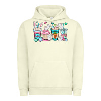 Pigment Pistachio Easter bunnies coffee cups Urban Hoodie - OliviaCreatesArt