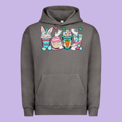 Easter Bunnies Coffee Cups Urban Hoodie Designed By Oliviacreatesart