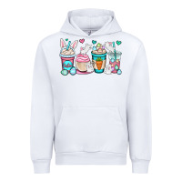 White Easter bunnies coffee cups Urban Hoodie - OliviaCreatesArt