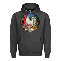 Charcoal Heather leghorn rooster christmas ornament Zipper Hoodie - LillyAllenDesigns