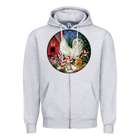 Heather Grey leghorn rooster christmas ornament Zipper Hoodie - LillyAllenDesigns