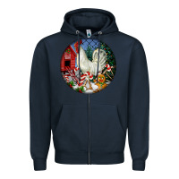 Navy leghorn rooster christmas ornament Zipper Hoodie - LillyAllenDesigns