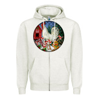 Oatmeal Heather leghorn rooster christmas ornament Zipper Hoodie - LillyAllenDesigns
