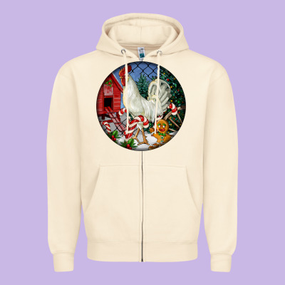 Leghorn Rooster Christmas Ornament Zipper Hoodie Designed By Lillyallendesigns