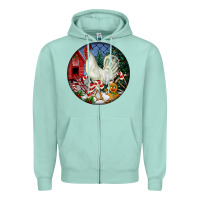 Seafoam leghorn rooster christmas ornament Zipper Hoodie - LillyAllenDesigns