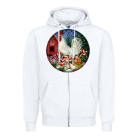 White leghorn rooster christmas ornament Zipper Hoodie - LillyAllenDesigns
