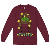 Burgundy one lucky mama Long Sleeve Tee - MaliasSmallBusiness
