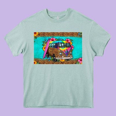 Hippie Van Floral Skinny Metal Can Holder Heavy Core Tee Designed By Hra Design Shop