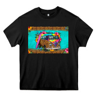 Black hippie van floral skinny metal can holder Heavy Core Tee - HRA Design Shop
