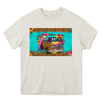 Cream hippie van floral skinny metal can holder Heavy Core Tee - HRA Design Shop