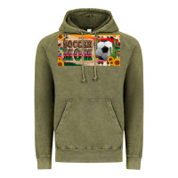 Vintage Olive soccer mom with ball and sunflower cactus serape licanse plate Vintage Hoodie - Artiststas