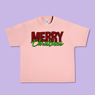 Merry Christmas Tartan Urban Heavy Tee Designed By Jasminsmagicworld