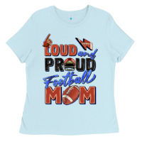 Baby Blue loud and proud football mom Ladies Tee - Zillion Design Studio