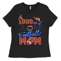 Black loud and proud football mom Ladies Tee - Zillion Design Studio