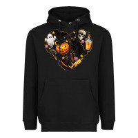Black Halloween Heart Heavyweight Hoodie - texasbilliewilder
