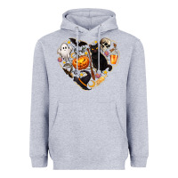 Heather Grey Halloween Heart Heavyweight Hoodie - texasbilliewilder