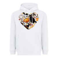 White Halloween Heart Heavyweight Hoodie - texasbilliewilder